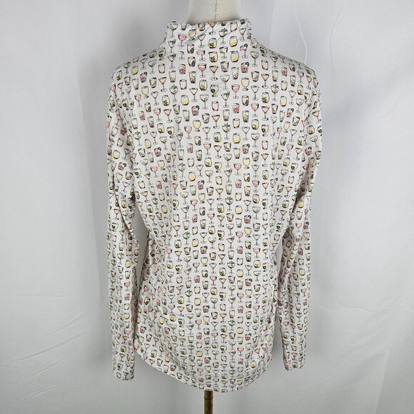 SanSoleil SolTex Lux XL Fun Wine Glass Print Protection Shirt UPF 50+ - Picture 5 of 9